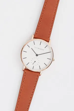 THE HORSE CLASSIC WATCH - ROSE GOLD/ CHARCOAL INDEX/WALNUT LEATHER