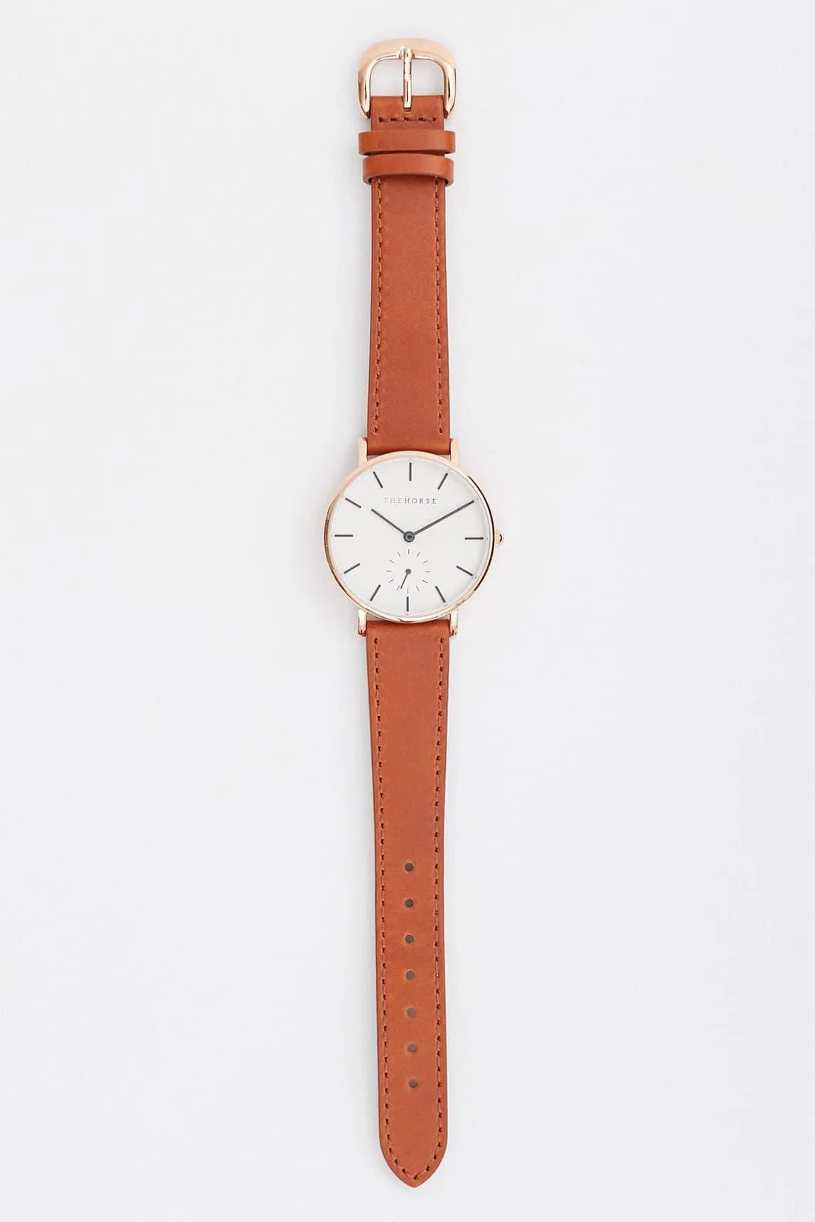 THE HORSE CLASSIC WATCH - ROSE GOLD/ CHARCOAL INDEX/WALNUT LEATHER