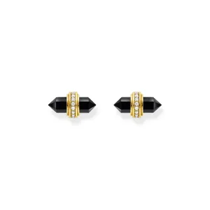 THOMAS SABO Crystal Ear Studs with Onyx Gold