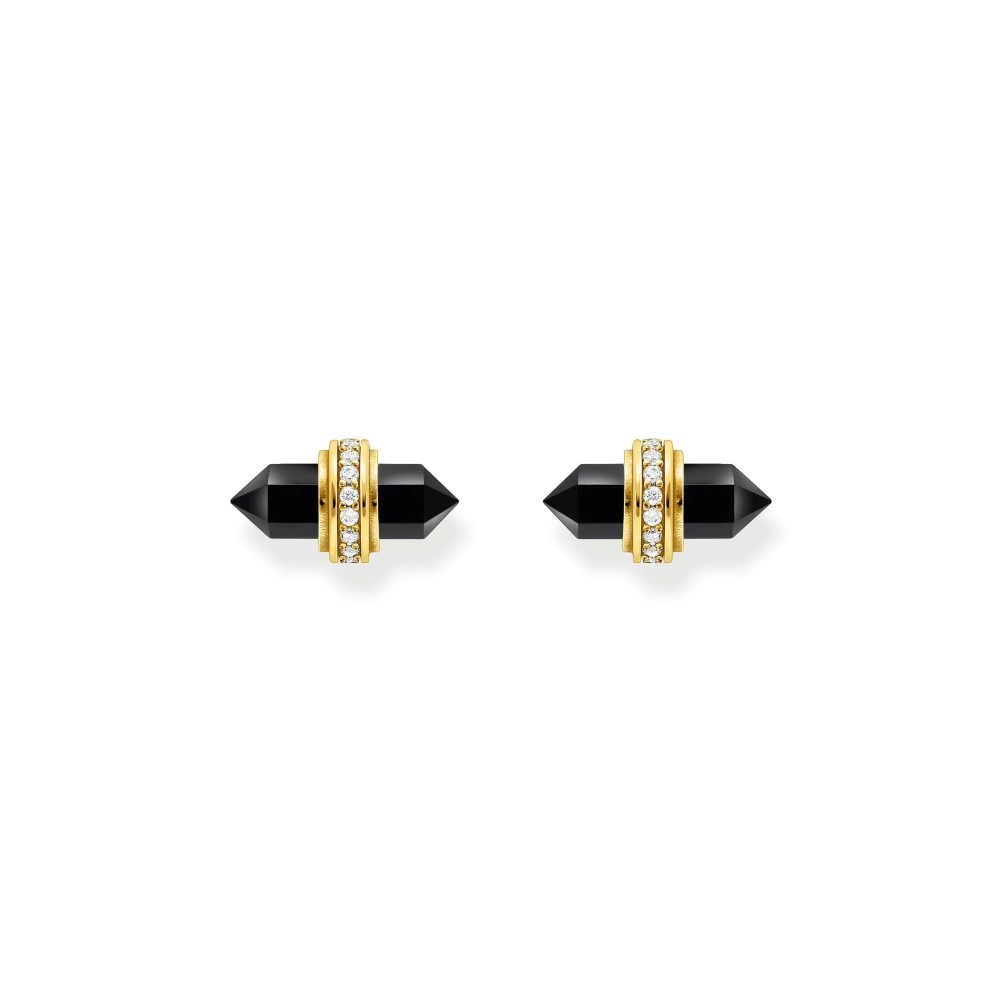 THOMAS SABO Crystal Ear Studs with Onyx Gold