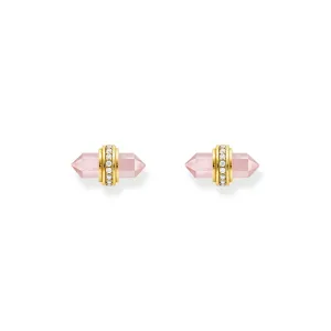 THOMAS SABO Crystal Ear Studs with Rose Quartz Gold THOMAS SABO Crystal Ear Studs with Rose Quartz Gold