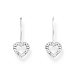 THOMAS SABO Earrings heart-shaped with white zirconia - silver