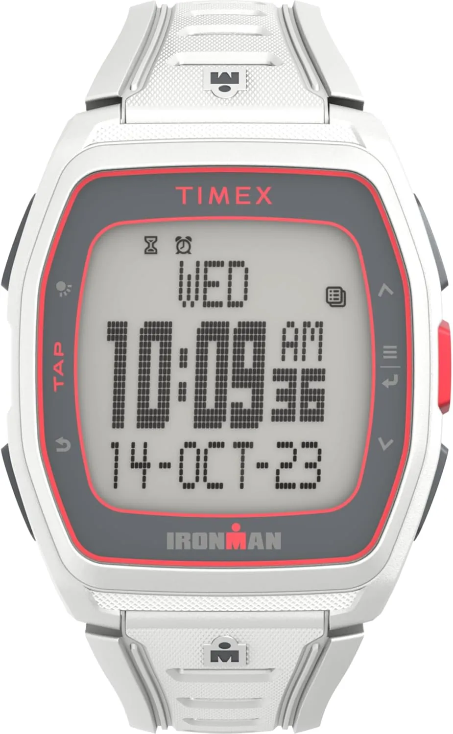 Timex Unisex Ironman Triathlon T300 42mm Watch - White Strap Digital Dial White Case