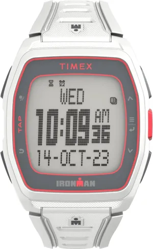 Timex Unisex Ironman Triathlon T300 42mm Watch - White Strap Digital Dial White Case