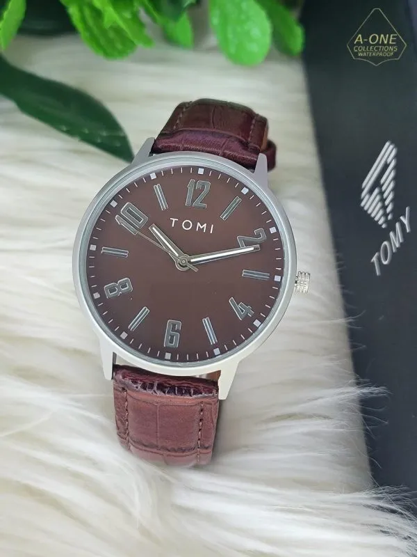 Tomi Leather Strap Watch With Box