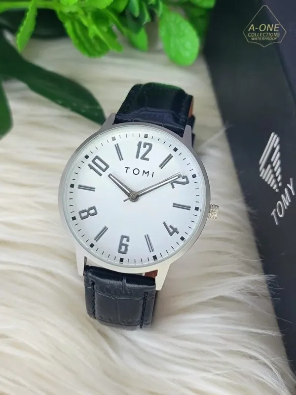 Tomi Leather Strap Watch With Box