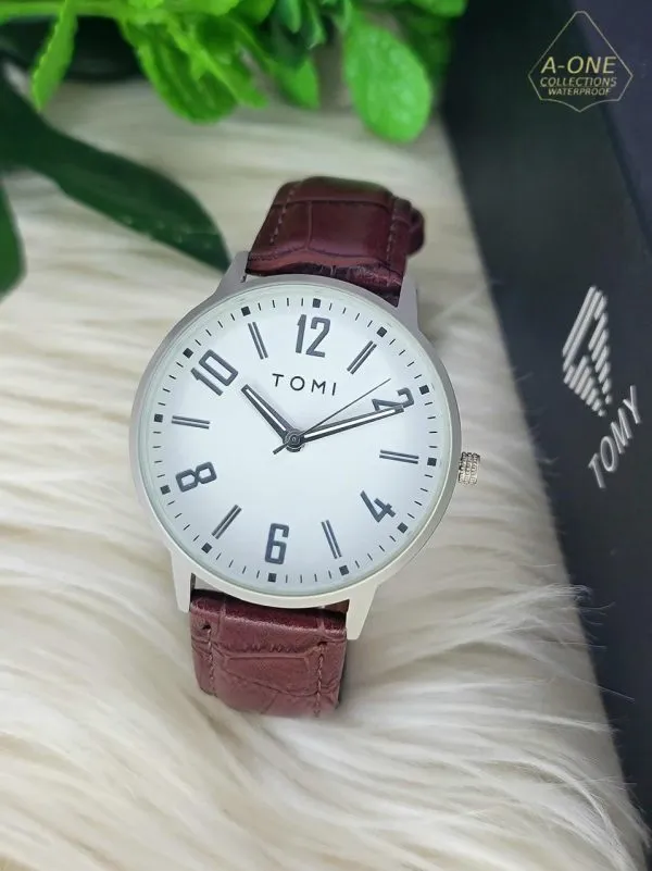 Tomi Leather Strap Watch With Box