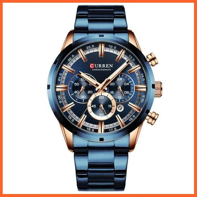 Top Brand Luxury Sports Quartz Mens Watches | Full Steel Waterproof Chronograph Mens Wristwatch