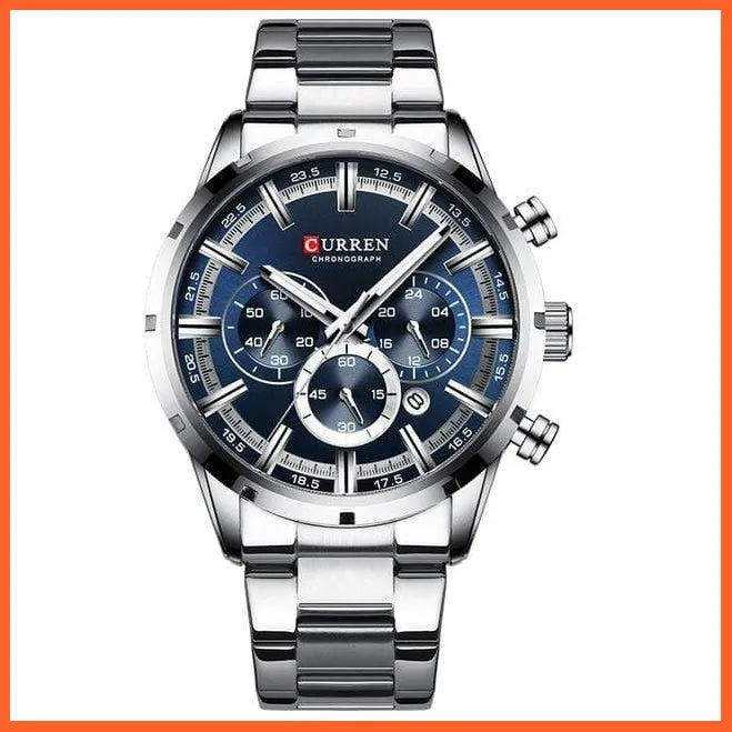Top Brand Luxury Sports Quartz Mens Watches | Full Steel Waterproof Chronograph Mens Wristwatch