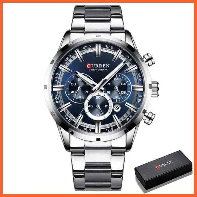 Top Brand Luxury Sports Quartz Mens Watches | Full Steel Waterproof Chronograph Mens Wristwatch