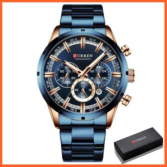 Top Brand Luxury Sports Quartz Mens Watches | Full Steel Waterproof Chronograph Mens Wristwatch