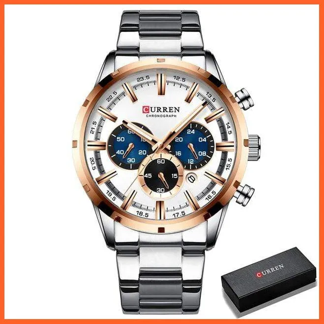 Top Brand Luxury Sports Quartz Mens Watches | Full Steel Waterproof Chronograph Mens Wristwatch