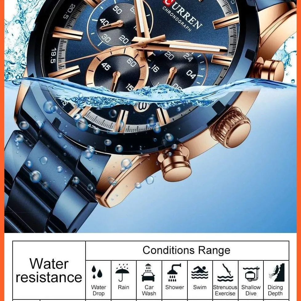 Top Brand Luxury Sports Quartz Mens Watches | Full Steel Waterproof Chronograph Mens Wristwatch