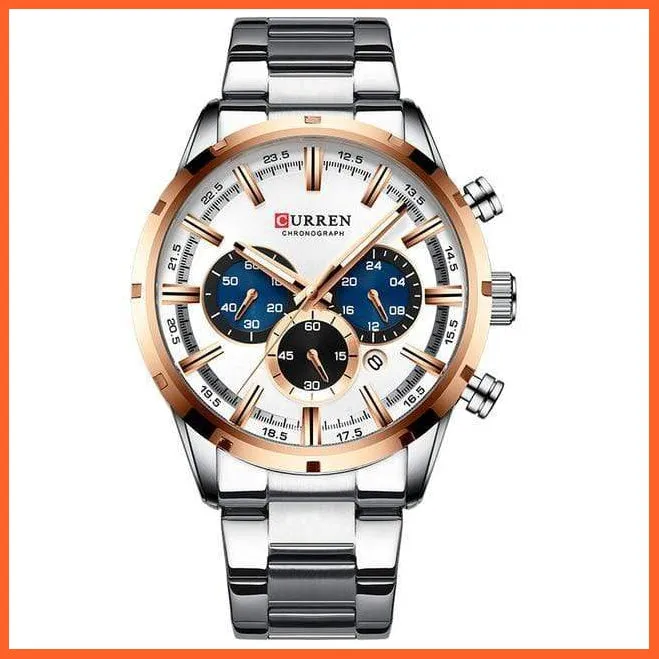 Top Brand Luxury Sports Quartz Mens Watches | Full Steel Waterproof Chronograph Mens Wristwatch