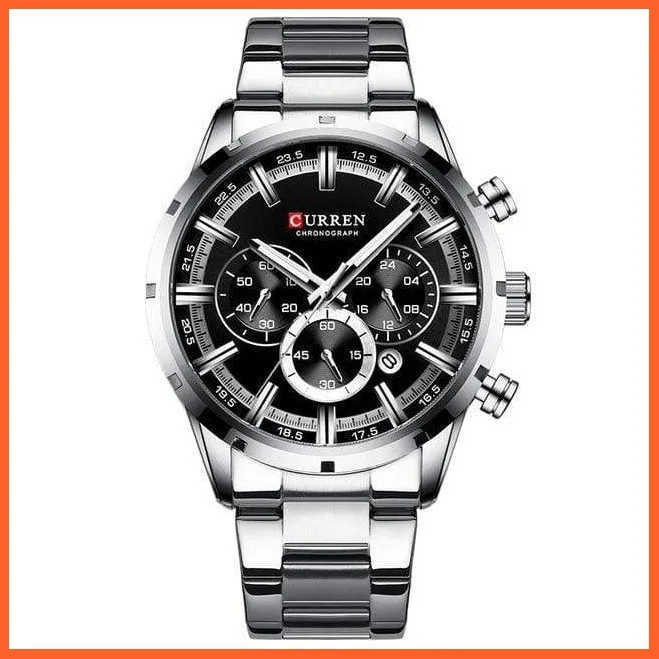 Top Brand Luxury Sports Quartz Mens Watches | Full Steel Waterproof Chronograph Mens Wristwatch
