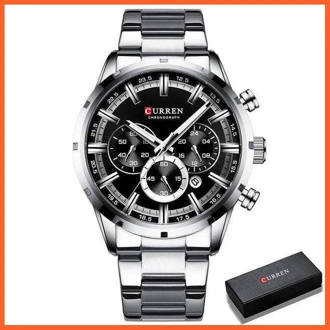Top Brand Luxury Sports Quartz Mens Watches | Full Steel Waterproof Chronograph Mens Wristwatch