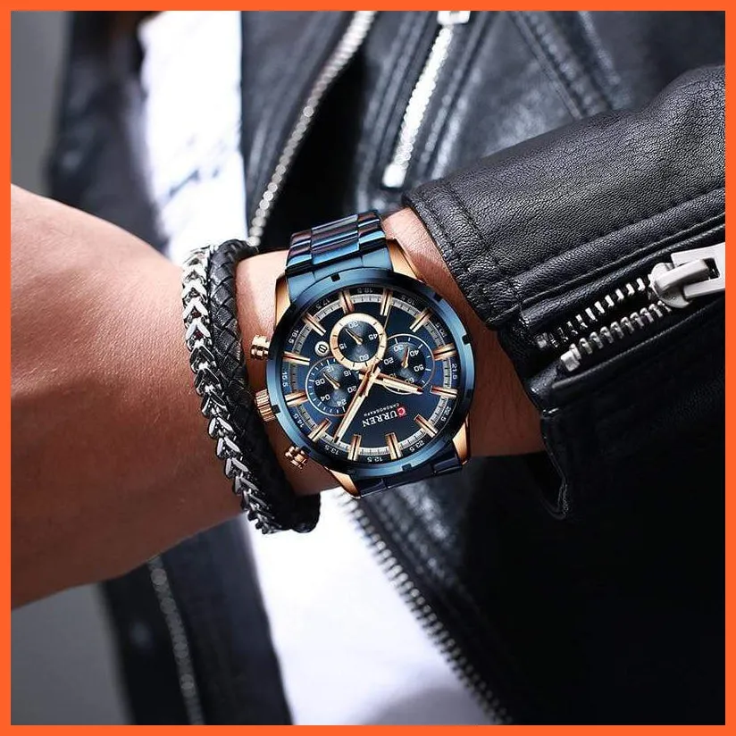 Top Brand Luxury Sports Quartz Mens Watches | Full Steel Waterproof Chronograph Mens Wristwatch