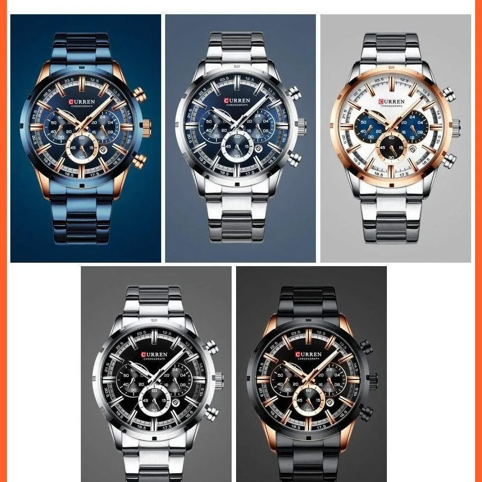 Top Brand Luxury Sports Quartz Mens Watches | Full Steel Waterproof Chronograph Mens Wristwatch