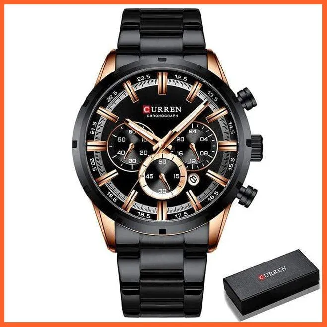 Top Brand Luxury Sports Quartz Mens Watches | Full Steel Waterproof Chronograph Mens Wristwatch