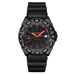 Traser Red Alert T100 Mens Black Rubber Construction Band Black Quartz Dial Watch - 106470