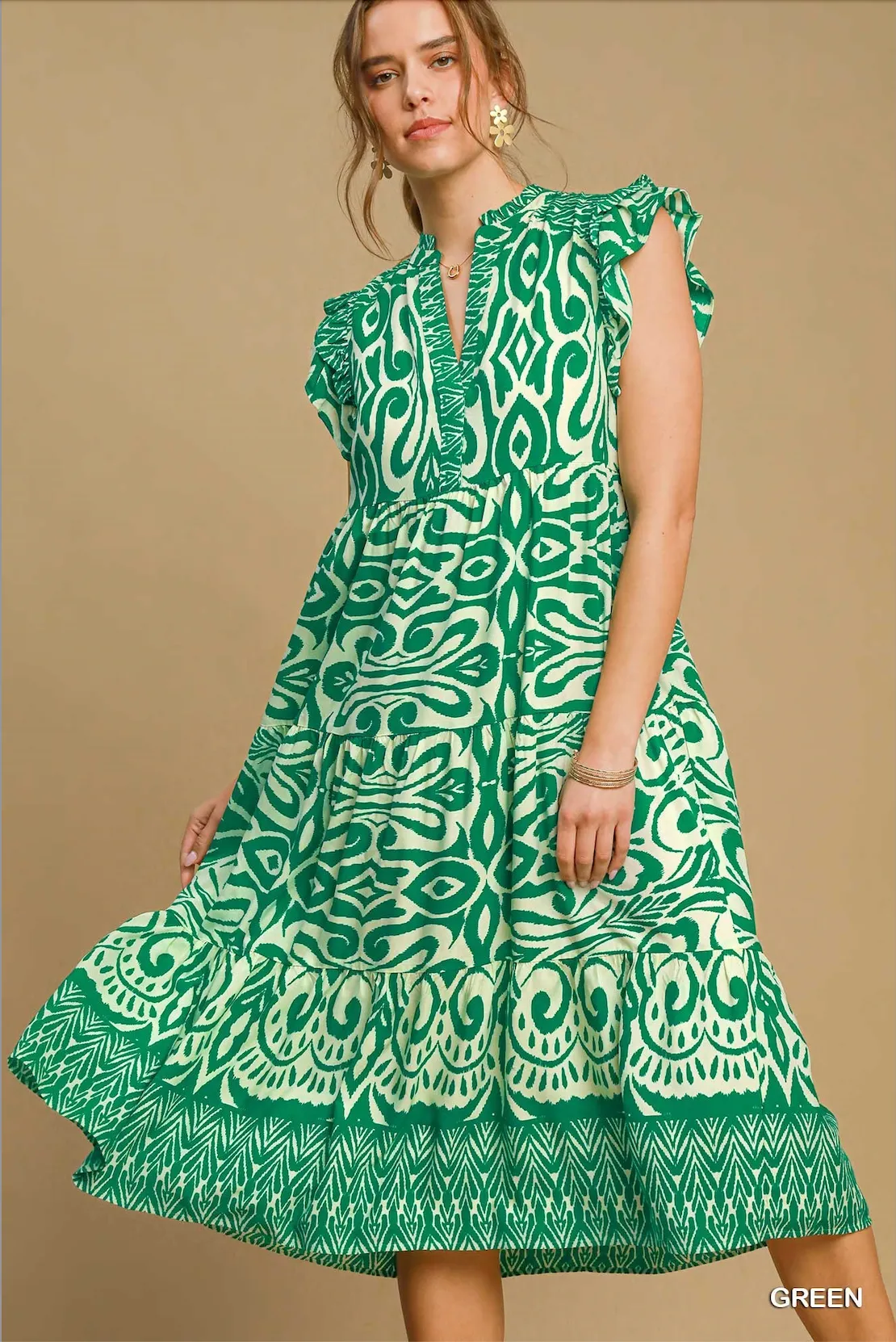 Two Tone Border Print Dress