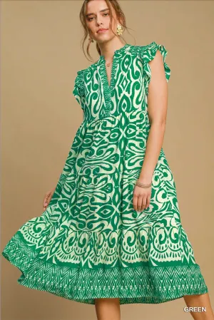 Two Tone Border Print Dress