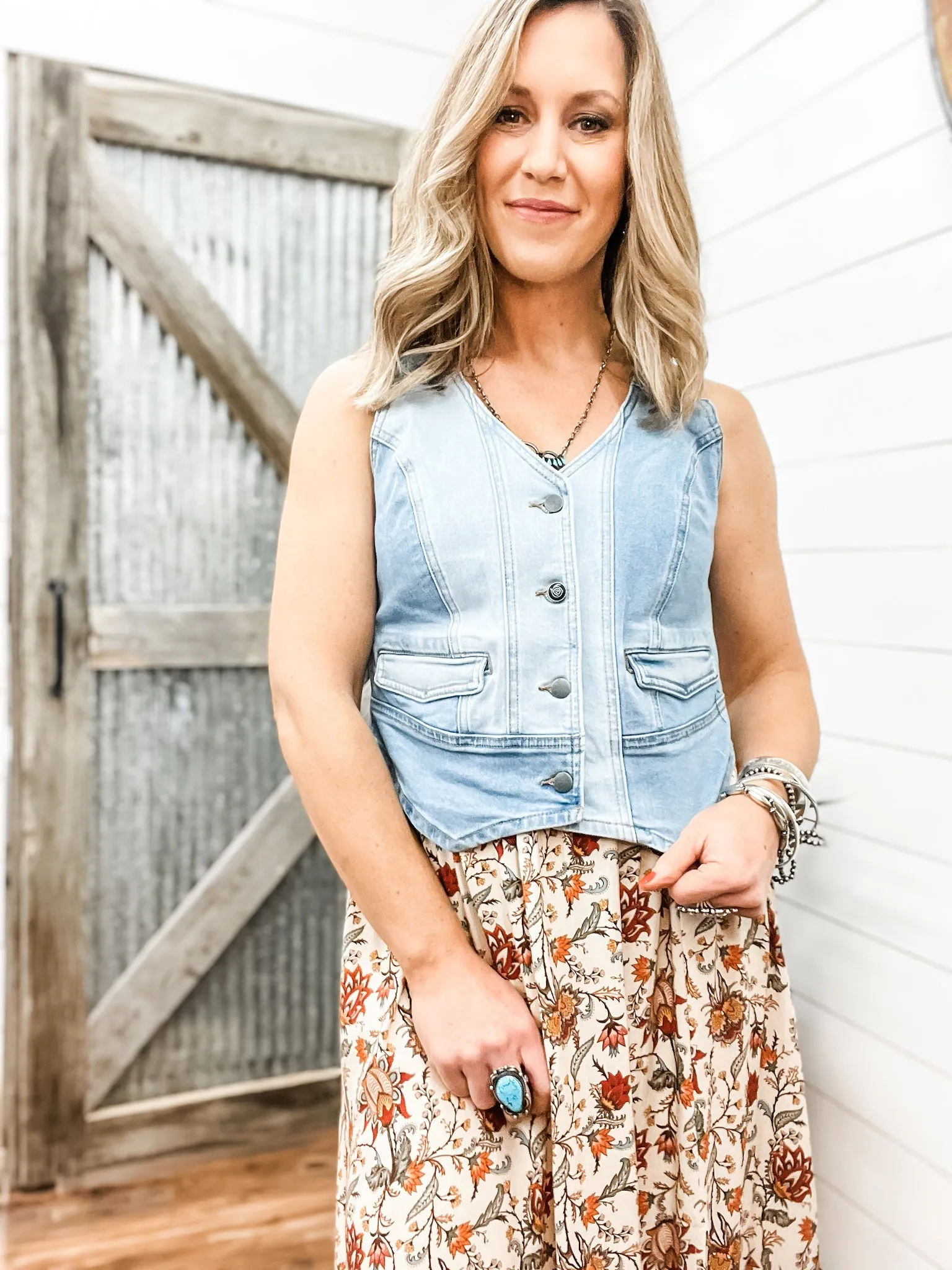 Two Tone Denim Vest