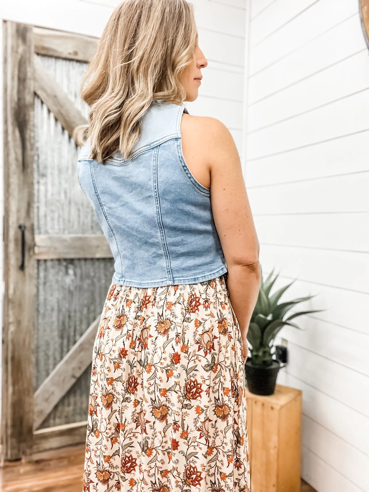 Two Tone Denim Vest