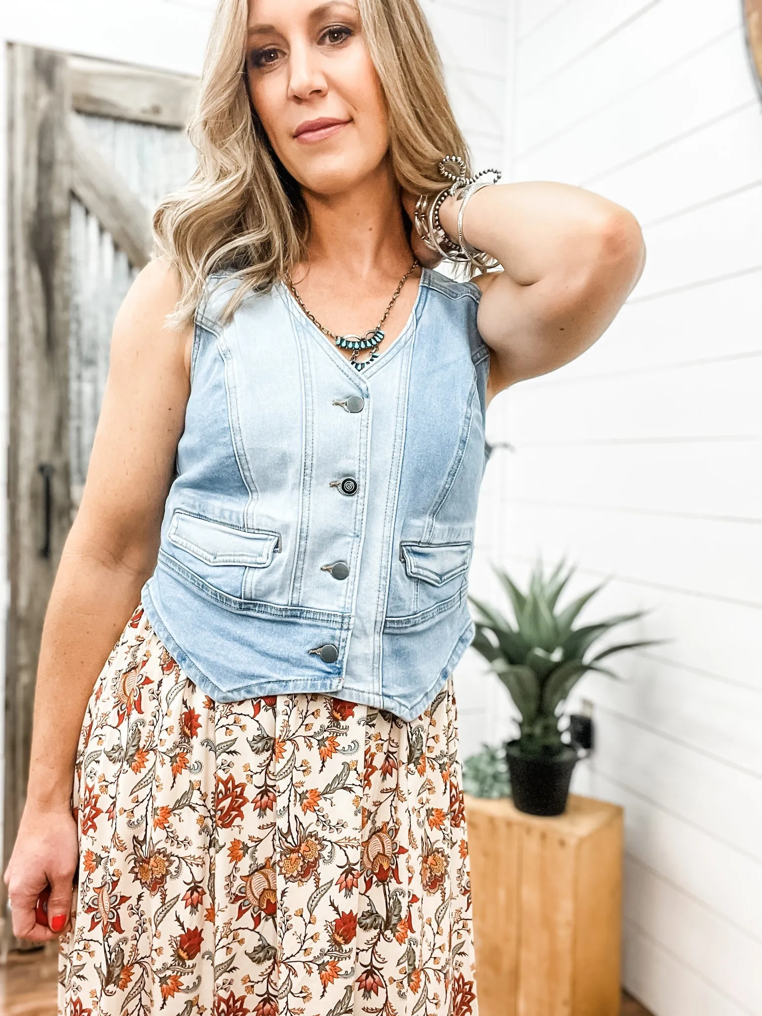 Two Tone Denim Vest