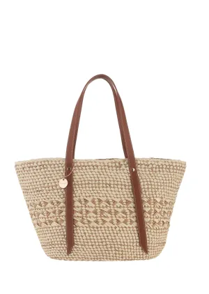 Two Tone Weave Basket Bag
