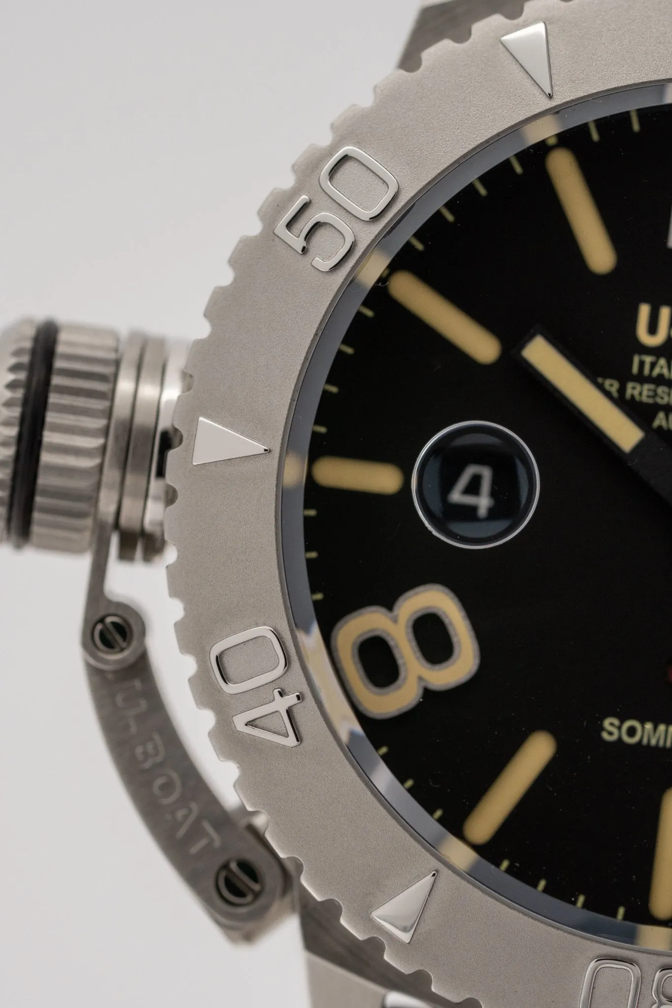 U-Boat Watch Sommerso Diver Black Silicone Strap 9007/A