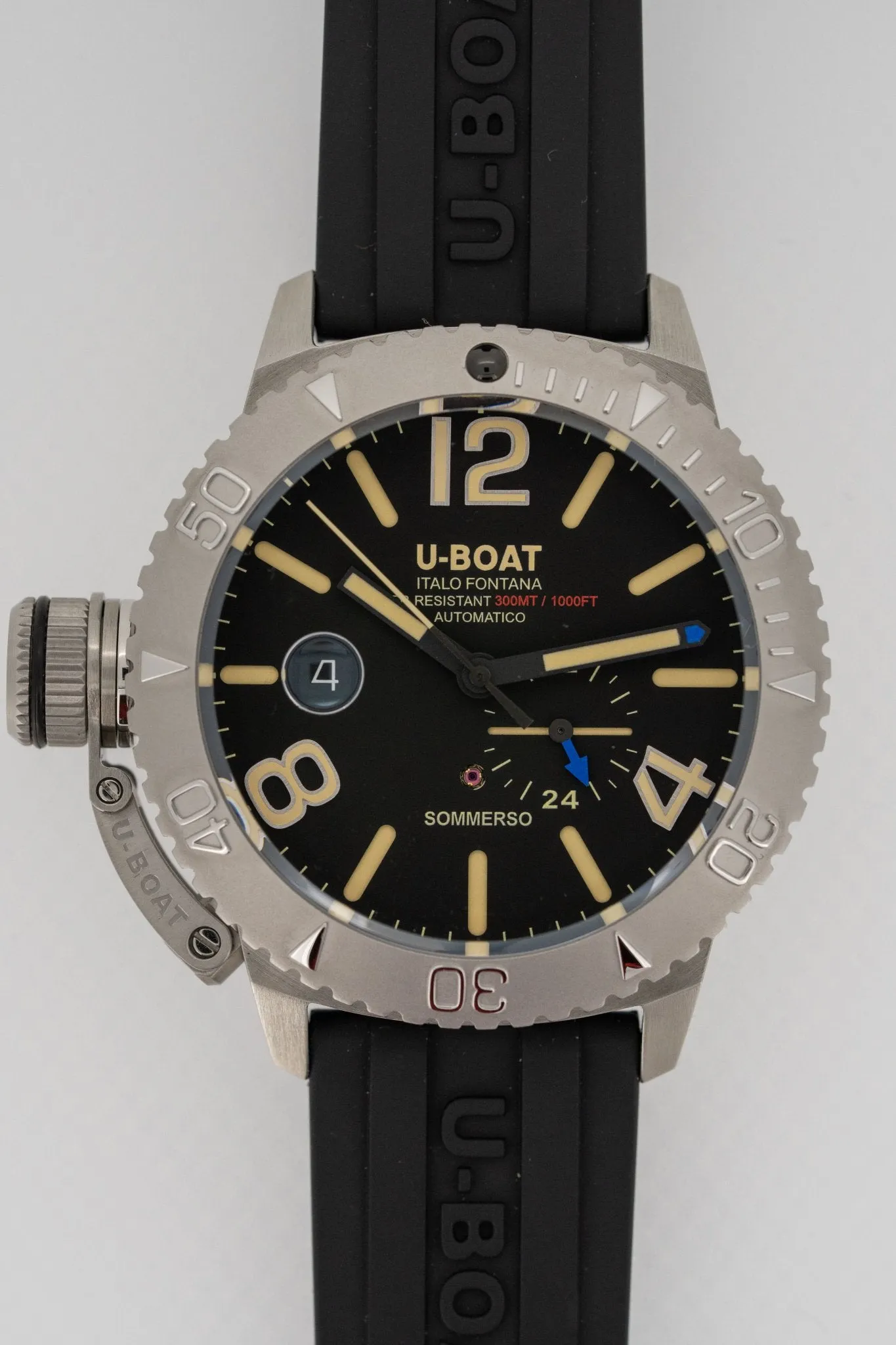 U-Boat Watch Sommerso Diver Black Silicone Strap 9007/A