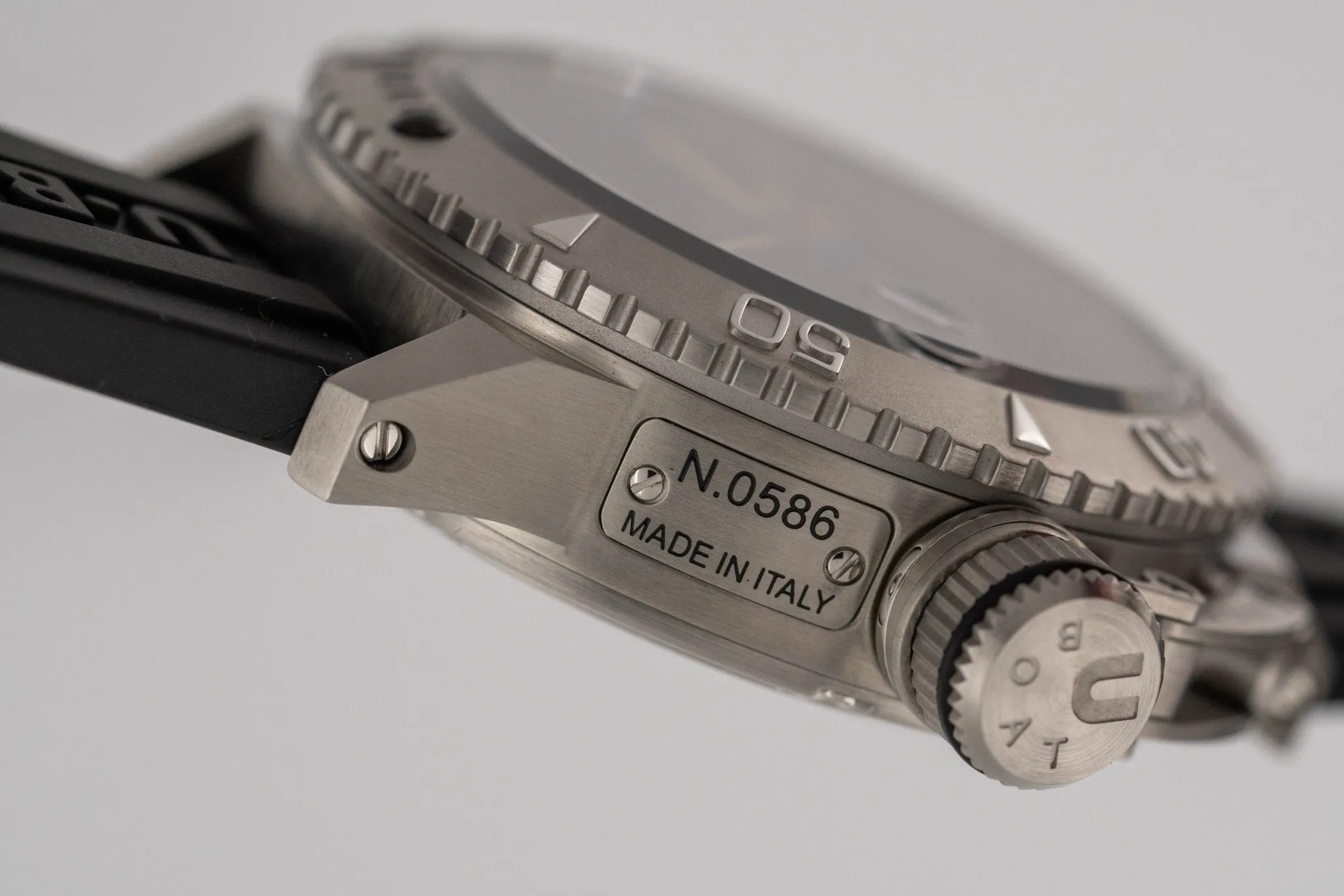 U-Boat Watch Sommerso Diver Black Silicone Strap 9007/A