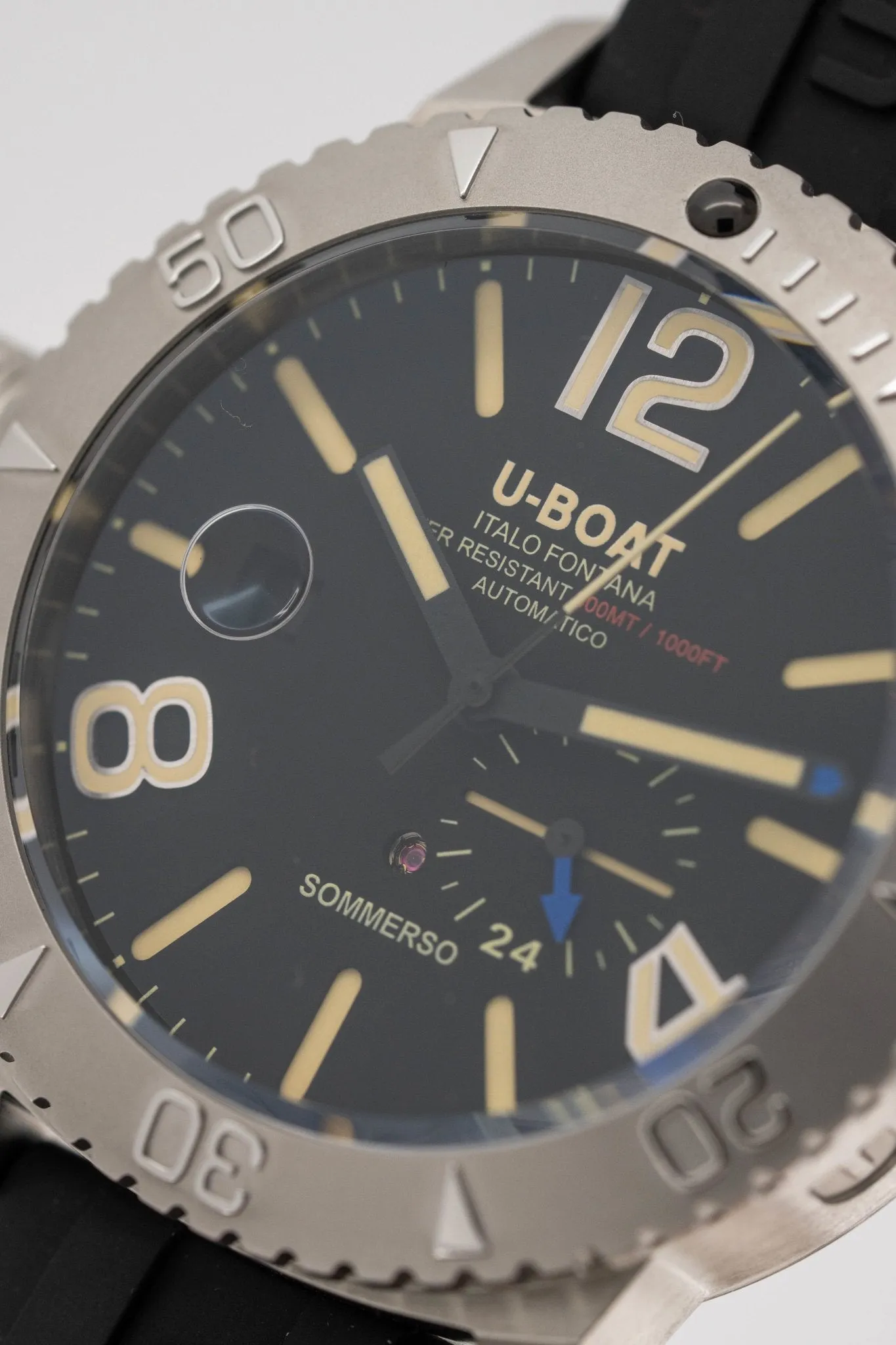 U-Boat Watch Sommerso Diver Black Silicone Strap 9007/A