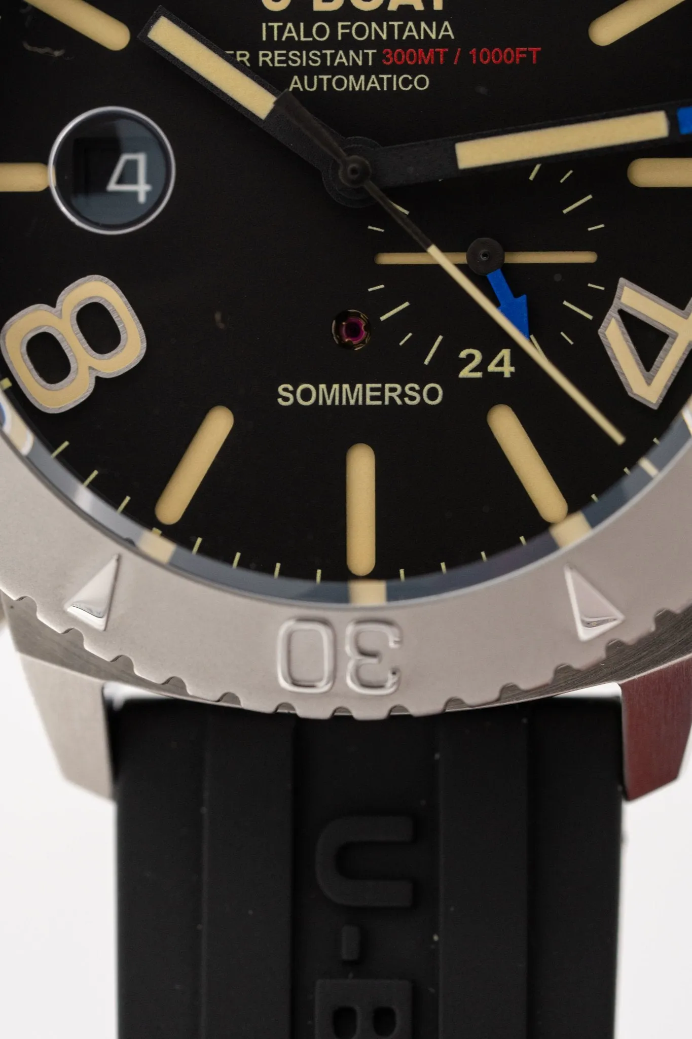 U-Boat Watch Sommerso Diver Black Silicone Strap 9007/A