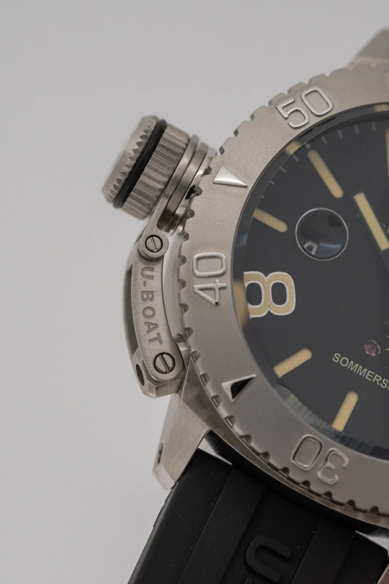 U-Boat Watch Sommerso Diver Black Silicone Strap 9007/A