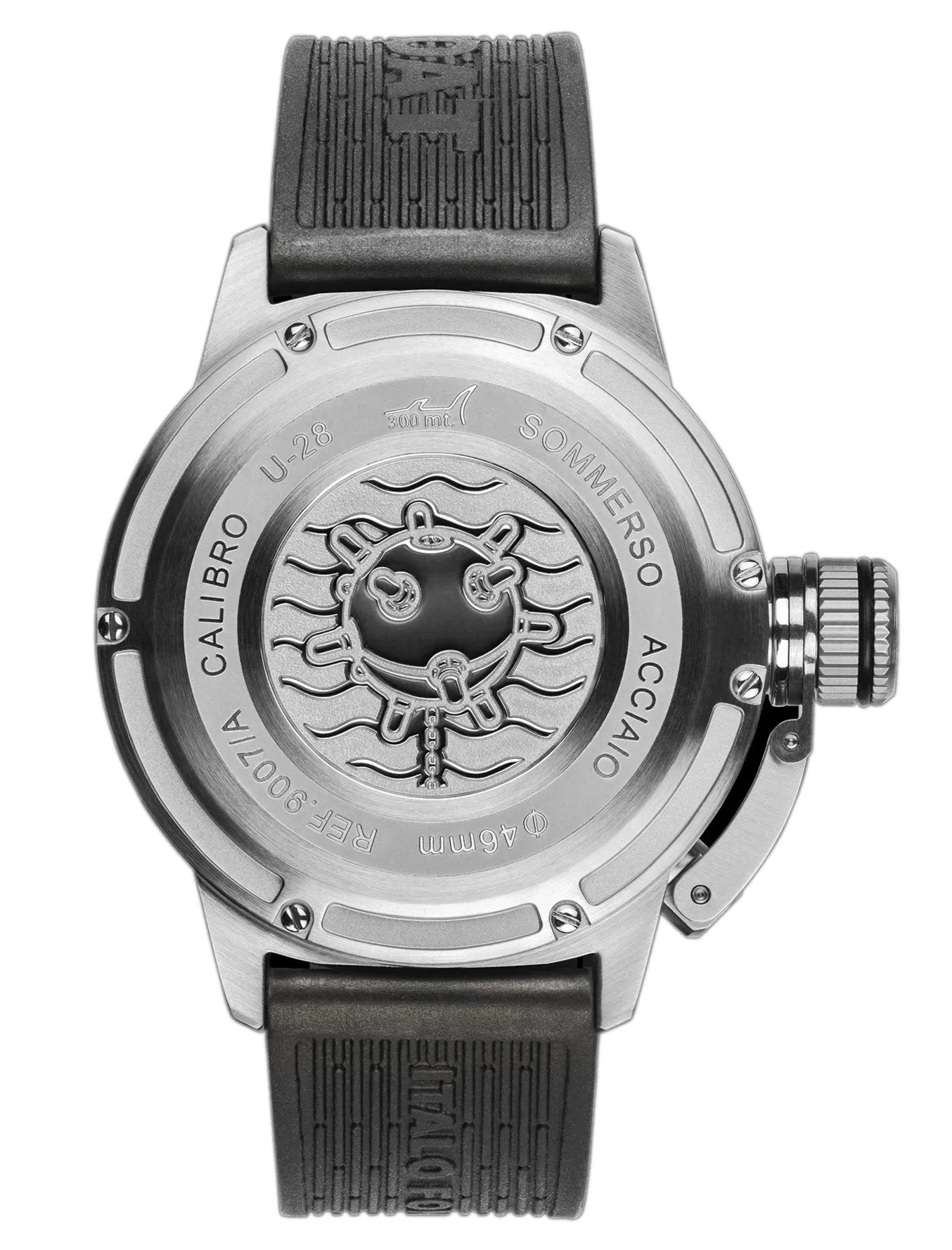 U-Boat Watch Sommerso Diver Black Silicone Strap 9007/A