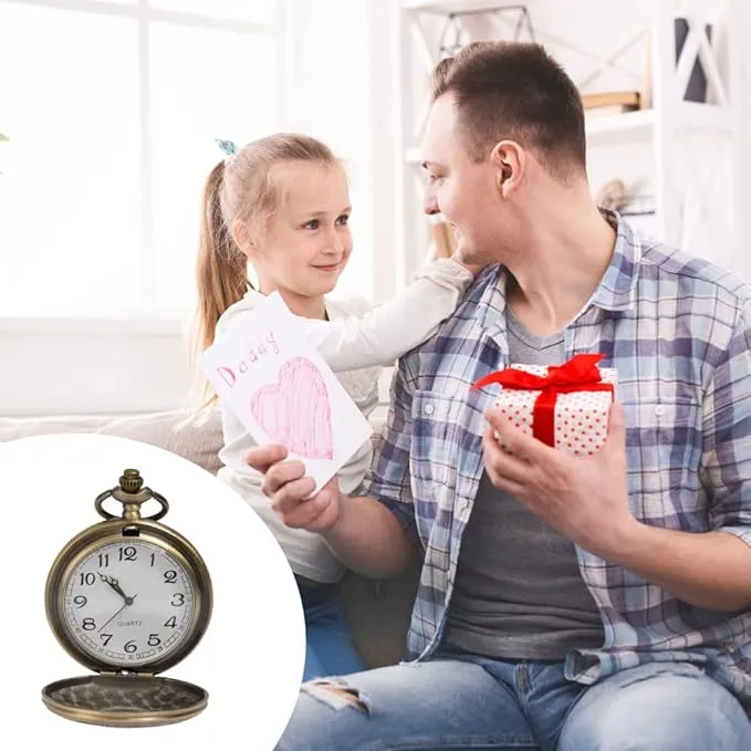 Vicloon Modern Pocket Watch, Quartz Pocket Watch with Chain, for Birthday Anniversary Day Christmas Fathers Day
