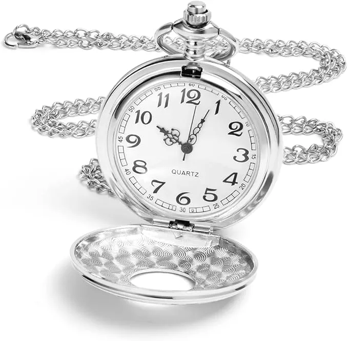 Vicloon Modern Pocket Watch, Quartz Pocket Watch with Chain, for Birthday Anniversary Day Christmas Fathers Day