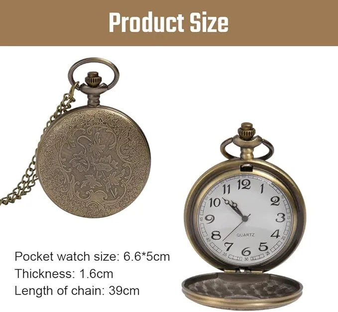 Vicloon Modern Pocket Watch, Quartz Pocket Watch with Chain, for Birthday Anniversary Day Christmas Fathers Day