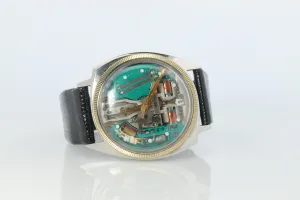 Vintage BULOVA Accutron watch. Spaceview Bulova 14k Bezel Electric Transparent