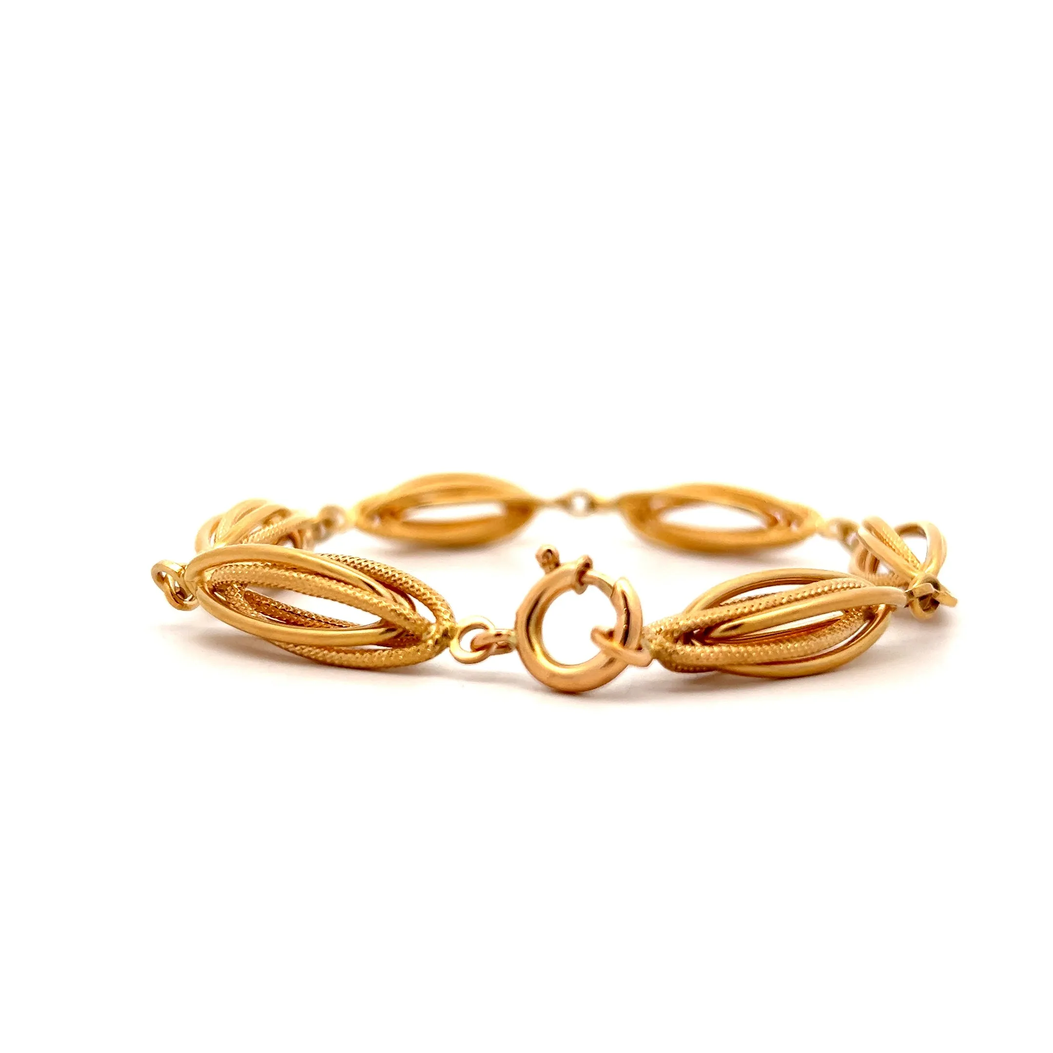 Vintage Mid-Century Oval Link Bracelet in 18k