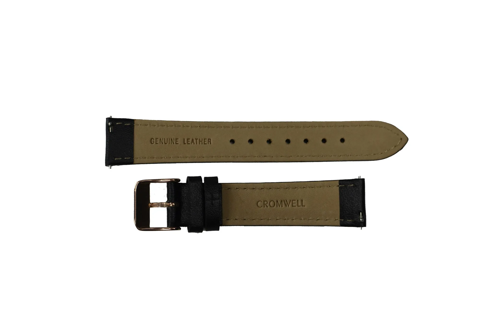 Watch Band- 18mm Black w/Rose Gold Buckle (For 36mm and 38mm watch cases)