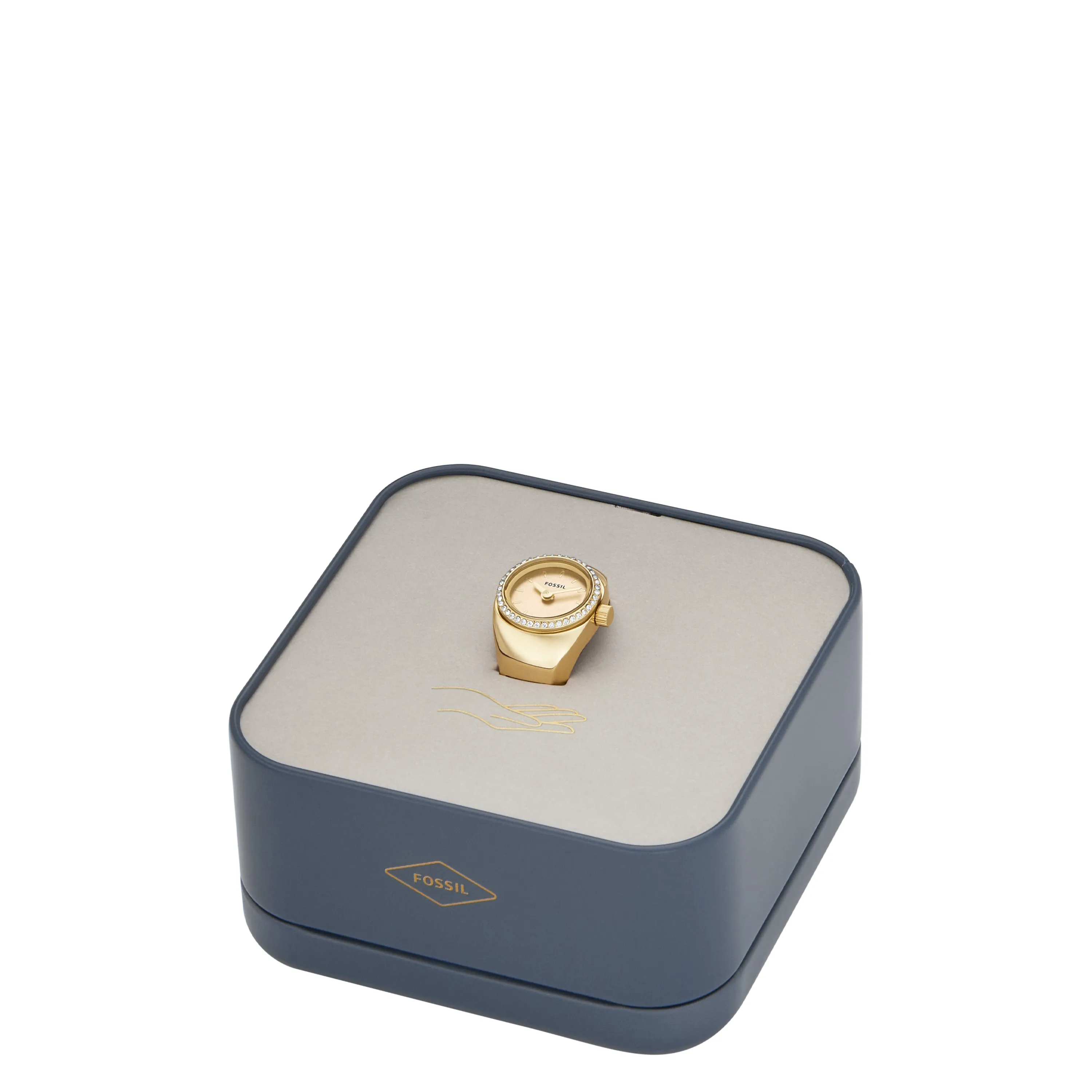 Watch Ring Two-Hand Gold-Tone Stainless Steel