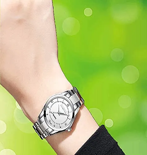 Watches for Women Analog Quartz Silver Stainless Steel Watches Luminous Waterproof Ladies Dress Watch