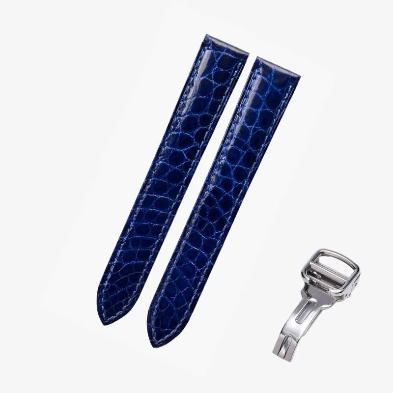 WATCHESMATE Bright Blue Leather Strap for Cartier Tank Collection Watches
