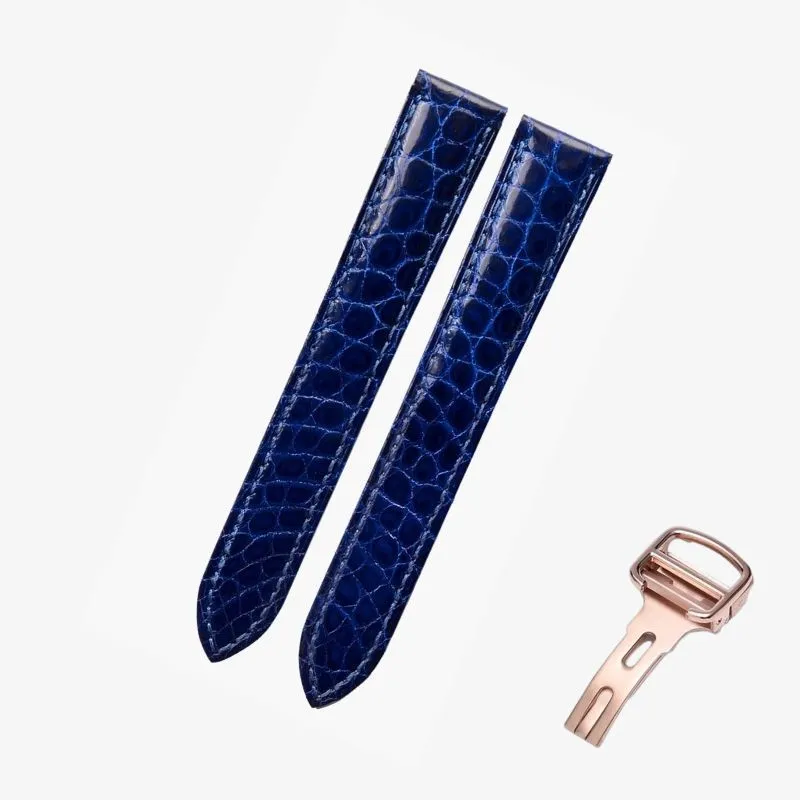 WATCHESMATE Bright Blue Leather Strap for Cartier Tank Collection Watches
