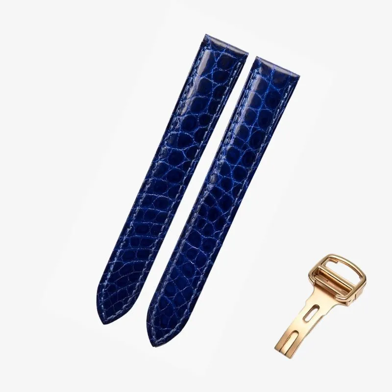 WATCHESMATE Bright Blue Leather Strap for Cartier Tank Collection Watches