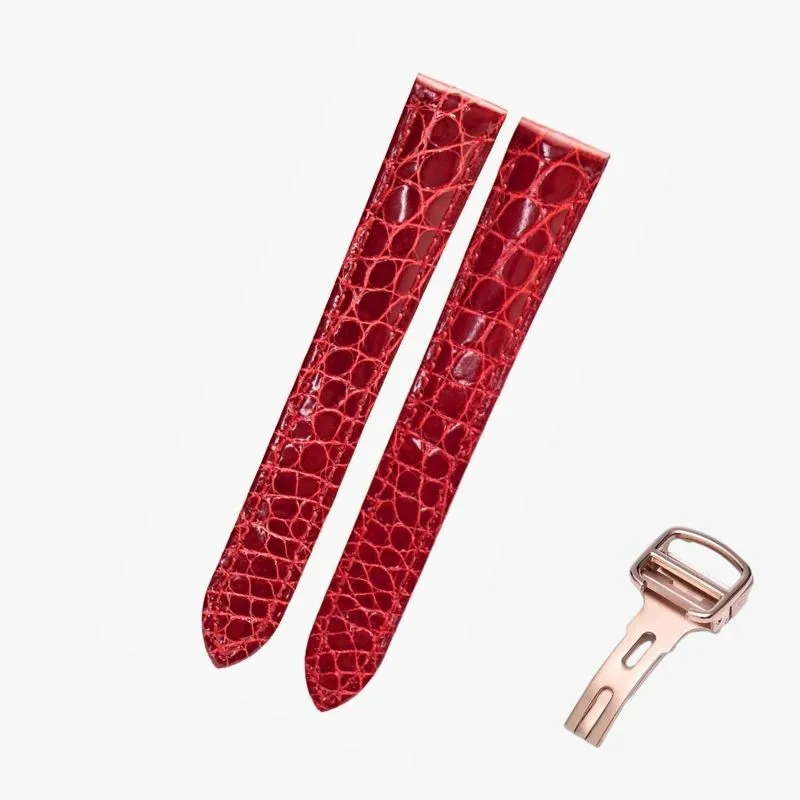 WATCHESMATE Red Leather Strap for Cartier Tank Collection Watches