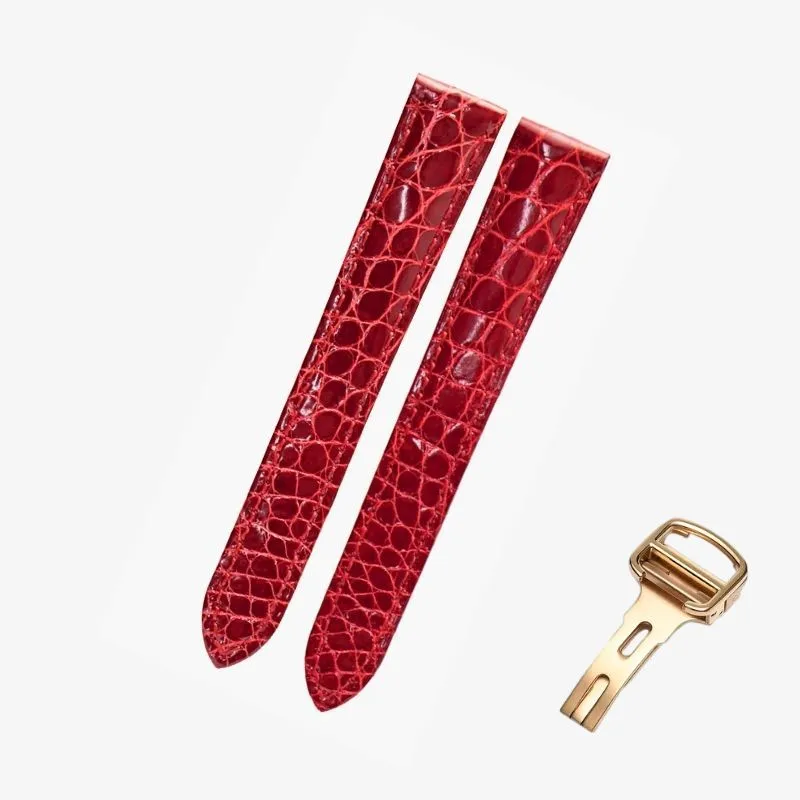 WATCHESMATE Red Leather Strap for Cartier Tank Collection Watches